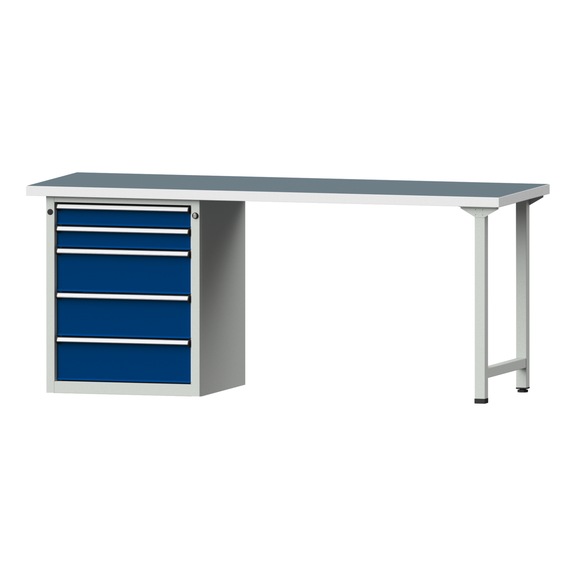 Combination workbench V/T-BL1500/2000 mm Model 830 UBP 40 mm RAL 7035/5010, 840x2000x700 - Combination workbench 2000 mm models 821 VH - 850 VH