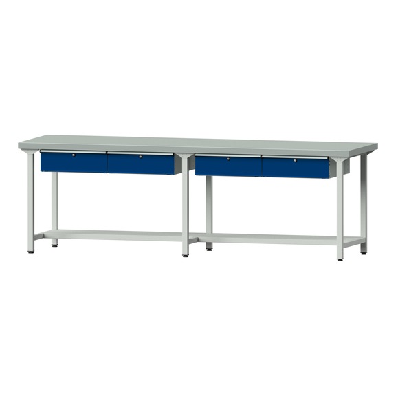 Work table, model 195, ZBP 50 mm, RAL 7035/RAL 5010, 900 x 2800 x 800 mm - Working table 2800 mm static