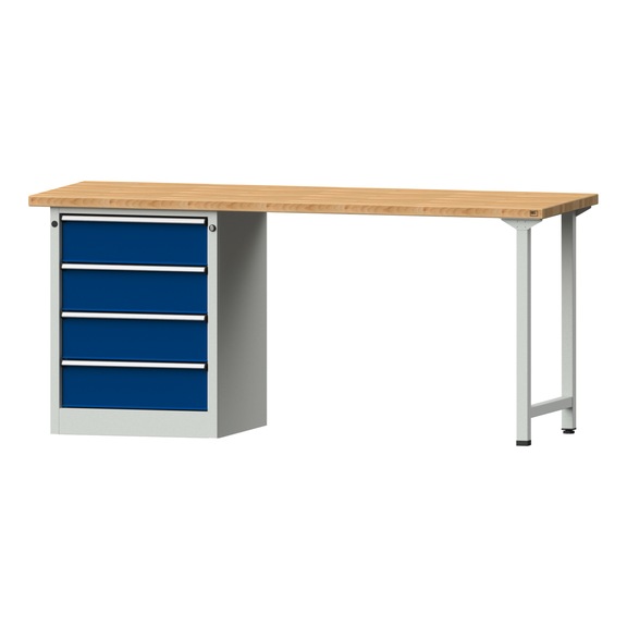 Combination workbench V/T-BL1500/2000 mm Model 828 BMP 40 mm RAL 7035/5010, 890 x 2000 x 700 - Combination workbench 2000 mm models 821 VH - 850 VH