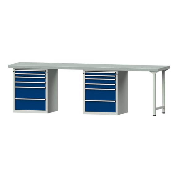 Combination workbench V/T-BL2800 mm, model 914, ZBP 50 mm, RAL 7035/5010, 850x2800x700 - Combination workbench 2800 mm models 906 V - 916 V