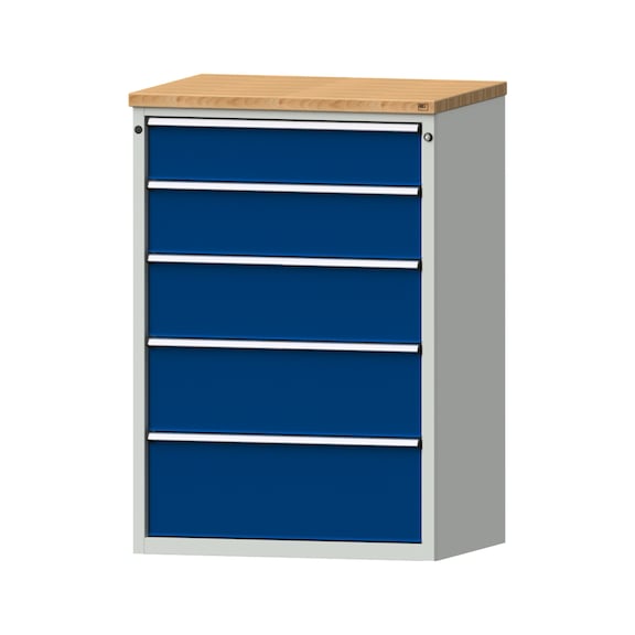 Schubladenschrank V910, Modell 4007, BMP 40mm, RAL 7035/5010, Höhe 1320mm, 200kg - Schubladenschrank (Lagereinrichtung, Werkstatt)