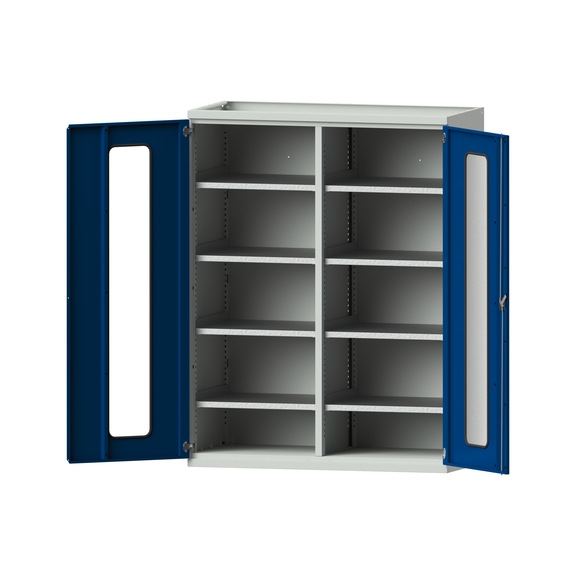 Heavy-duty cabinet W690 mm - H1950 mm, model 401, RAL 7035/RAL 5010, 620.014.0121 - Workshop cupboard