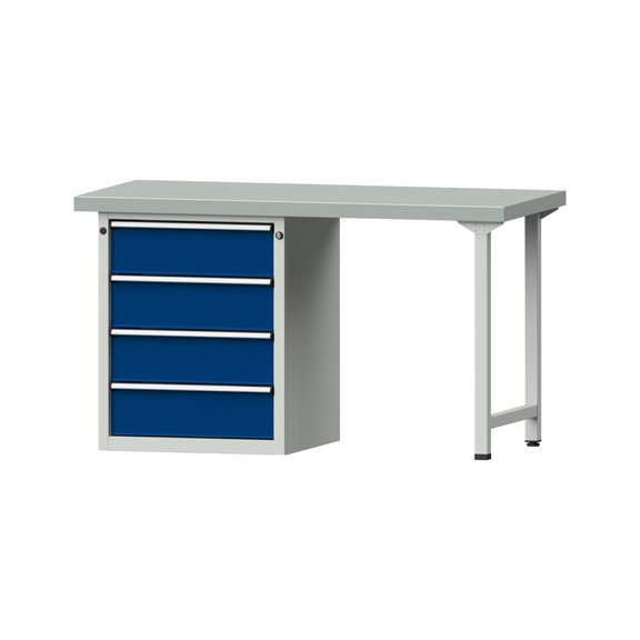 Combination workbench V/T-BL1500/2000 mm Model 808 ZBP 50 mm RAL 7035/5010, 850 x 1500 x 700 - Combination workbench 1500 mm models 801 V - 808 VH