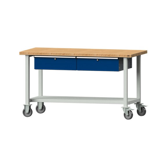 Work table, model 65, BMP 40 mm, RAL 7035/RAL 5010, 840 x 1500 x 700 mm - Working table 1500 mm movable