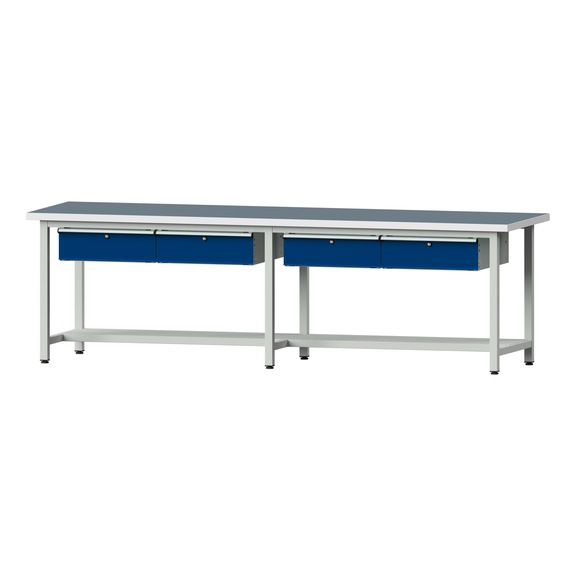 Work table, model 195, UBP 40 mm, RAL 7035/RAL 5010, 840 x 2800 x 800 mm - Working table 2800 mm static