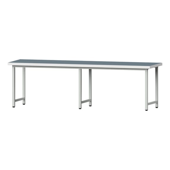 Arbeitstisch, Modell 190, UBP 50 mm, RAL 7035, 850 x 2800 x 800 mm - Arbeitstisch 2800 mm statisch