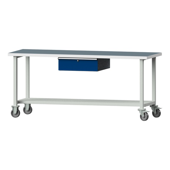 Work table, model 83, UBP 40 mm, RAL 7035/RAL 5010, 890 x 2000 x 700 mm - Working table 2000 mm movable