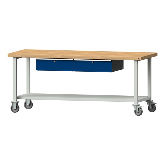 Work table, model 185, BMP 50 mm, RAL 7035/RAL 5010, 850 x 2000 x 800 mm - Working table 2000 mm movable