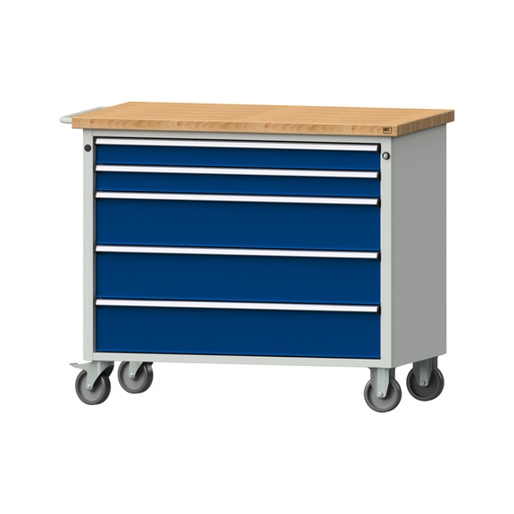 Workshop trolley V/T, model 353, BMP 40 mm, RAL 7035/RAL 5010, height 970 mm - Workshop trolley