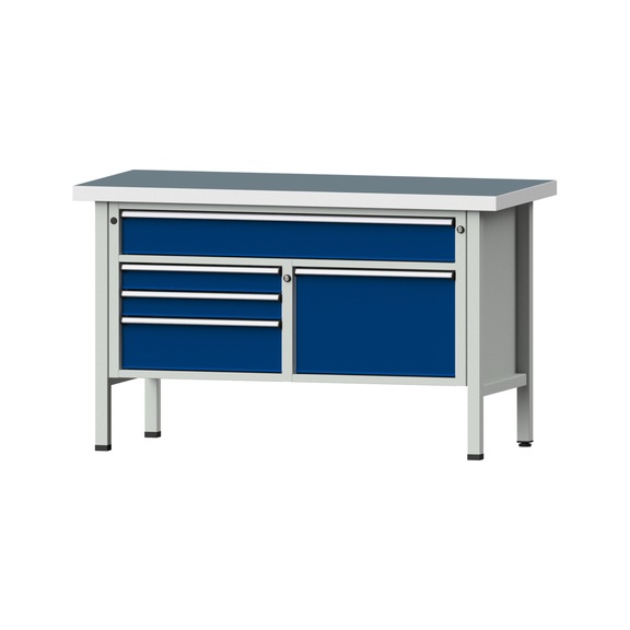 Box workbench 1500 3-part housing model 256 UBP 50 mm 7035/5010 900x1500x700 - Cabinet workbench 2 blocks 1500 3-piece