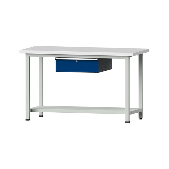 Work table, model 53, KSP 40 mm, RAL 7035/RAL 5010, 890 x 1500 x 700 mm - Working table 1500 mm static