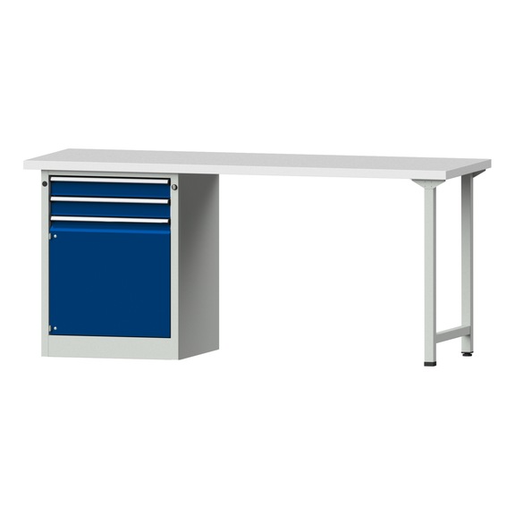 Combination workbench V/T-BL1500/2000 mm Model 822 KSP 40 mm RAL 7035/5010, 890 x 2000 x 700 - Combination workbench 2000 mm models 821 VH - 850 VH