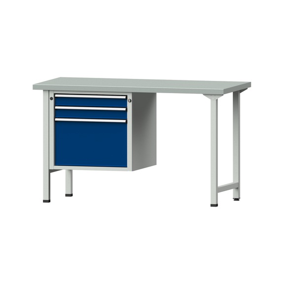 Kombiwerkbank V/T-BL1500/2000 mm Modell 702 ZBP 40mm RAL 7035/5010, 890x1500x700 - Kombiwerkbank V - BL 1500 mm Modelle 501 V - 709 V