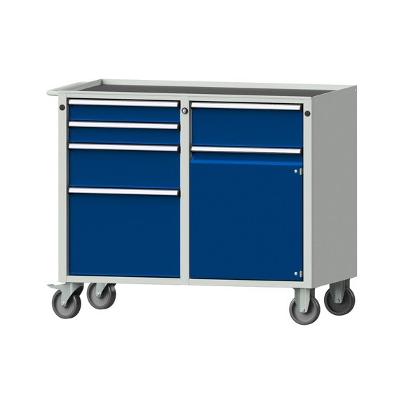 Werkstattwagen V/T, Modell 311, Ablagewanne, RAL 7035/RAL 5010, Höhe 930 mm - Werkstattwagen