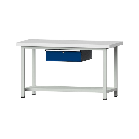 Work table, model 53, KSP 50 mm, RAL 7035/RAL 5010, 850 x 1500 x 700 mm - Working table 1500 mm static