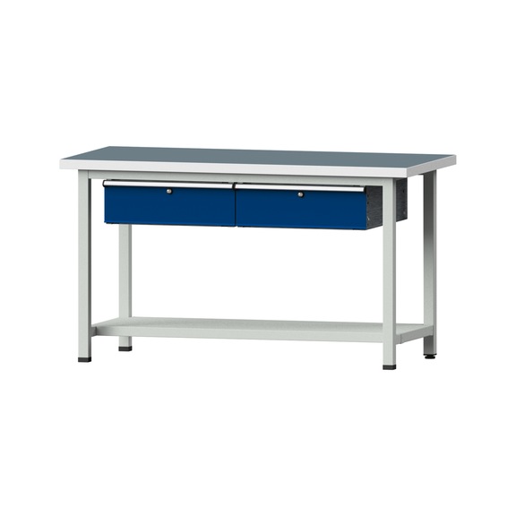 Work table, model 55, UBP 40 mm, RAL 7035/RAL 5010, 890 x 1500 x 700 mm - Working table 1500 mm static