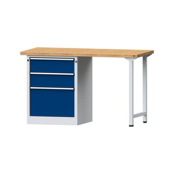 Combination workbench V/T-BL1500/2000 mm Model 803 BMP 40 mm RAL 7035/5010, 890 x 1500 x 700 - Combination workbench 1500 mm models 801 V - 808 VH