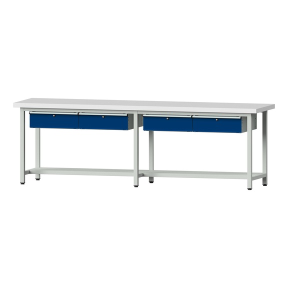 Work table, model 95, KSP 50 mm, RAL 7035/RAL 5010, 900 x 2800 x 700 mm - Working table 2800 mm static