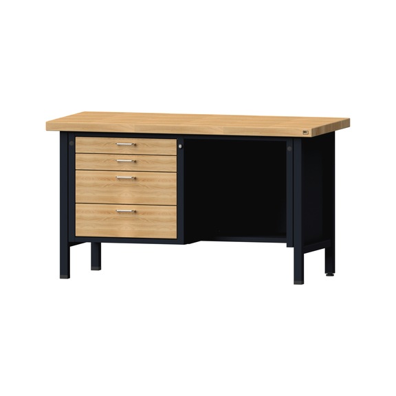 Box workbench V/T-BL 1500 mm, model 334, BMP 50 mm, RAL 7016, 850x1500x700 mm - Cabinet workbench 2 blocks models 216 - 409