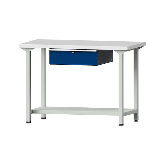 Work table, model 33, KSP 40 mm, RAL 7035/RAL 5010, 890 x 1270 x 700 mm - Working table 1270 mm static