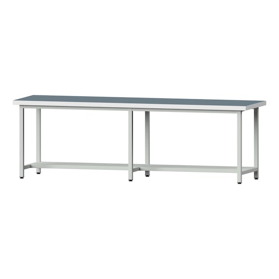 Arbeitstisch, Modell 191, UBP 50 mm, RAL 7035, 900 x 2800 x 800 mm - Arbeitstisch 2800 mm statisch