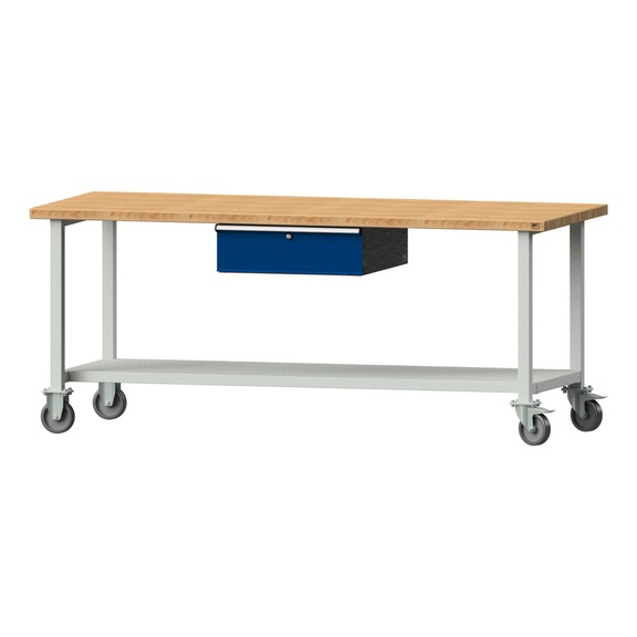 Work table, model 183, BMP 40 mm, RAL 7035/RAL 5010, 840 x 2000 x 800 mm - Working table 2000 mm movable