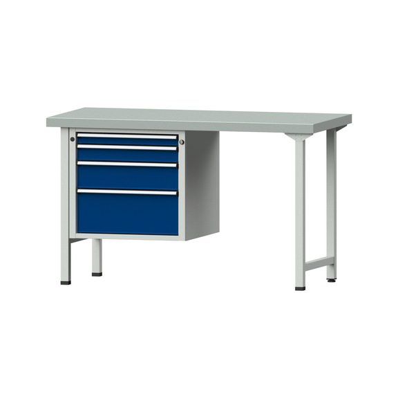 Combination workbench V/T-BL1500/2000 mm Model 709 ZBP 50 mm RAL 7035/5010, 900 x 1500 x 700 - Combination workbench 1500 mm models 501 V - 709 V