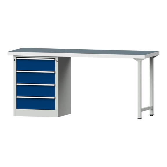 Kombiwerkbank V/T-BL1500/2000 mm Modell 828 UBP 50mm RAL 7035/5010, 900x2000x700 - Kombiwerkbank V - BL 2000 mm Modelle 821 VH - 850 VH