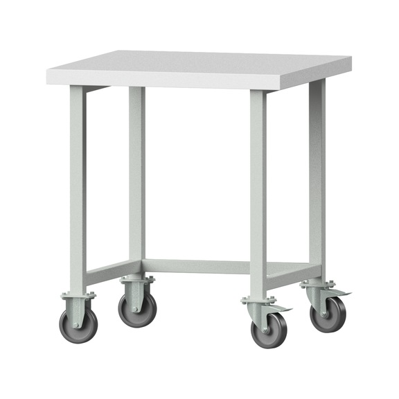 Arbeitstisch, Modell 120, KSP 50 mm, RAL 7035, 900 x 800 x 800 mm - Arbeitstisch 800 mm fahrbar