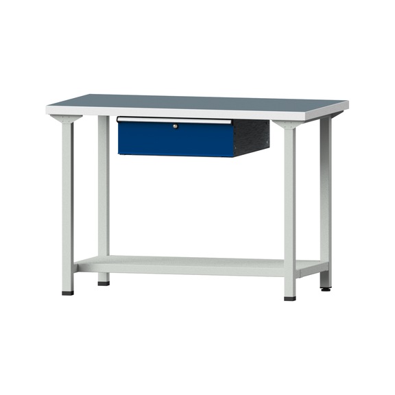 Work table, model 33, UBP 40 mm, RAL 7035/RAL 5010, 890 x 1270 x 700 mm - Working table 1270 mm static