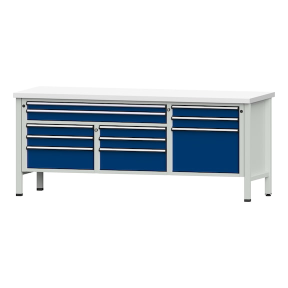 Kastenwerkbank 2000 4-teilig Gehäuse Modell 283 KSP 40mm 7035/5010, 840x2000x700 - Kastenwerkbank V - BL 3 Blöcke 2000 4-teilig
