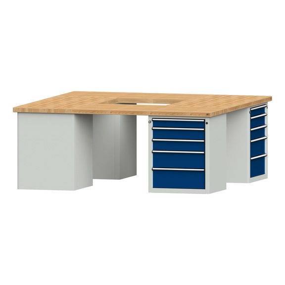 Group workbench, model 454, BMP 50 mm, RAL 7035/RAL 5010, 850x2140x2140 mm - Group workbench