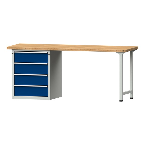 Kombiwerkbank V/T-BL1500/2000 mm Modell 828 BMP 40mm RAL 7035/5010, 840x2000x700 - Kombiwerkbank V - BL 2000 mm Modelle 821 VH - 850 VH