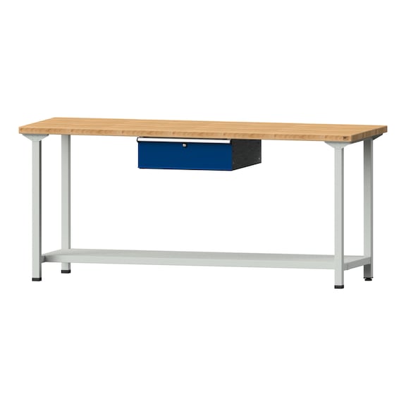 Arbeitstisch, Modell 173, BMP 40 mm, RAL 7035/RAL 5010, 890 x 2000 x 800 mm - Arbeitstisch 2000 mm statisch