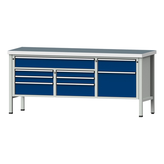 Kastenwerkbank 2000 4-teilig Gehäuse Modell 282 UBP 50mm 7035/5010, 900x2000x700 - Kastenwerkbank V - BL 3 Blöcke 2000 4-teilig