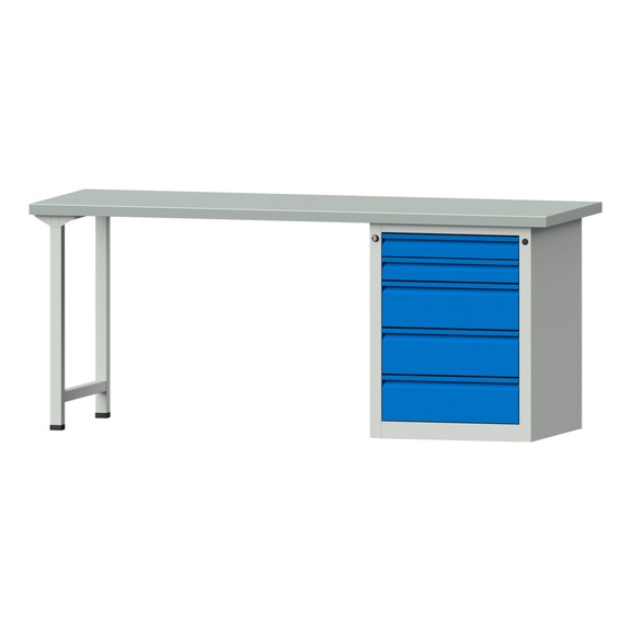 Combination workbench E 1500/2000 mm, model 826, ZBP 40 mm, RAL 7035/RAL 5012 - Combination workbench E 2000 mm