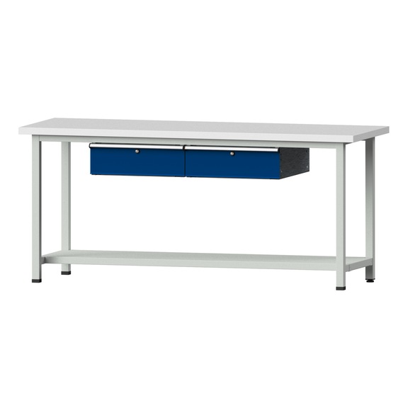 Work table, model 175, KSP 40 mm, RAL 7035/RAL 5010, 890 x 2000 x 800 mm - Working table 2000 mm static