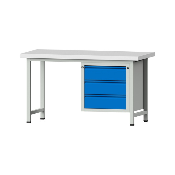 Combination workbench E 1500/2000 mm - 1UB, model 706, KSP 50 mm, RAL 7035/RAL 5012 - Combination workbench E 1500 mm