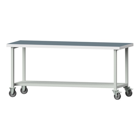 Arbeitstisch, Modell 181, UBP 50 mm, RAL 7035, 900 x 2000 x 800 mm - Arbeitstisch 2000 mm fahrbar