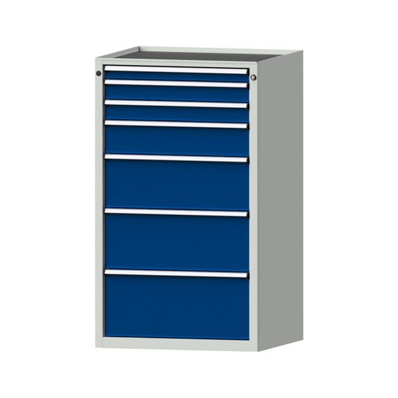 Drawer cabinet V760 model 4005 Storage tray RAL 7035/5010 Height 1280 mm, 100 kg - Cupboard with drawers (storage equipment, workshop)