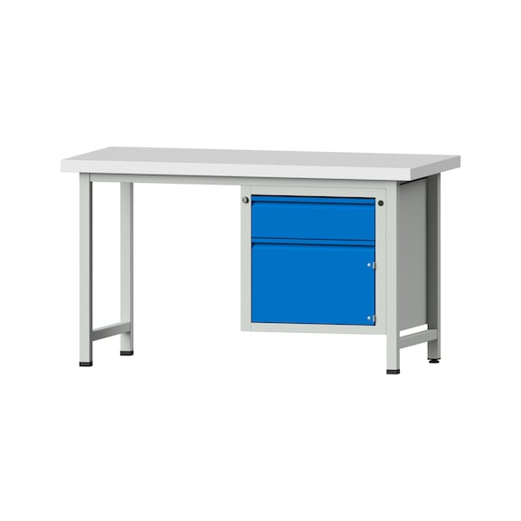 Combination workbench E 1500/2000 mm - 1UB, model 701, KSP 50 mm, RAL 7035/RAL 5012 - Combination workbench E 1500 mm