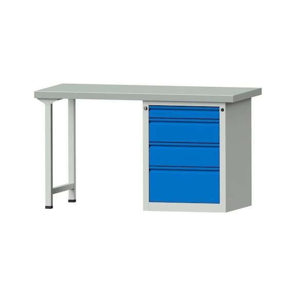 Combination workbench E 1500/2000 mm, model 807, ZBP 50 mm, RAL 7035/RAL 5012 - Combination workbench E 1500 mm