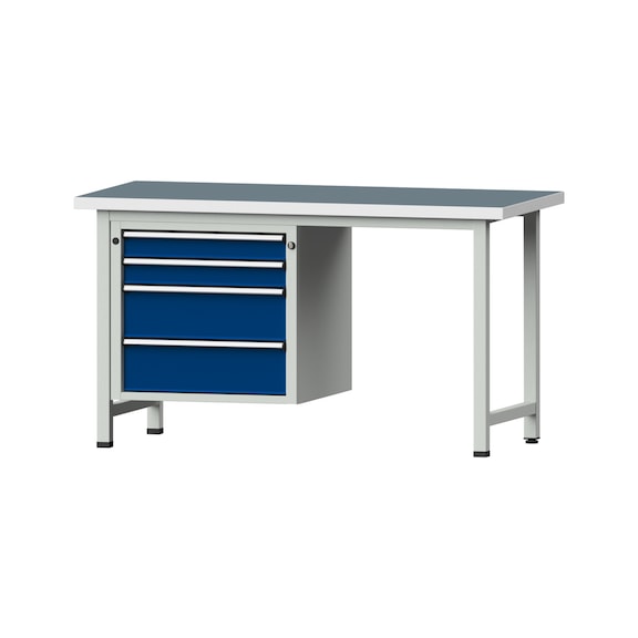 Kombiwerkbank V/T-BL1500/2000 mm Modell 707 UBP 40mm RAL 7035/5010, 840x1500x700 - Kombiwerkbank V - BL 1500 mm Modelle 501 V - 709 V