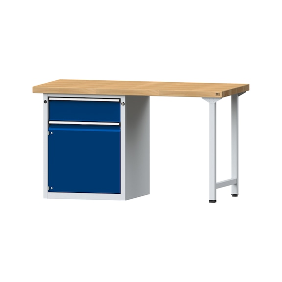 Combination workbench V/T-BL1500/2000 mm Model 801 BMP 50 mm RAL 7035/5010, 850 x 1500 x 700 - Combination workbench 1500 mm models 801 V - 808 VH