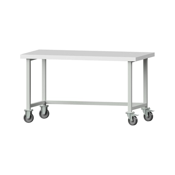 Arbeitstisch, Modell 160, KSP 50 mm, RAL 7035, 850 x 1500 x 800 mm - Arbeitstisch 1500 mm fahrbar