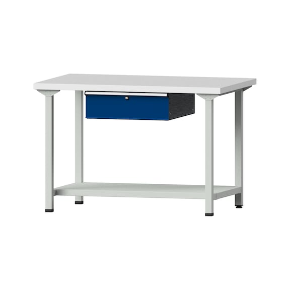 Work table, model 133, KSP 40 mm, RAL 7035/RAL 5010, 840 x 1270 x 800 mm - Working table 1270 mm static