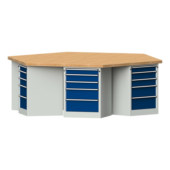 Group workbench, model 604, BMP 50 mm, RAL 7035/RAL 5010, 900x2700x2340 mm - Group workbench