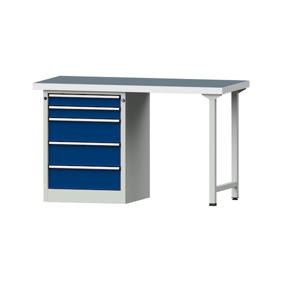 Combination workbench V/T-BL1500/2000 mm Model 810 UBP 50 mm RAL 7035/5010, 900 x 1500 x 700 - Combination workbench 1500 mm models 809 V - 816 V