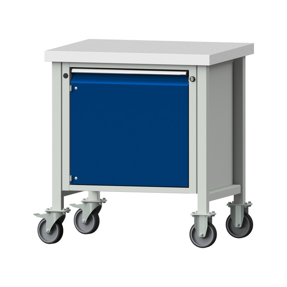 Box workbench V/T-BL 800 mm, model 12, KSP 50 mm, RAL 7035/5010, 900x800x700 - Cabinet workbench 1 block