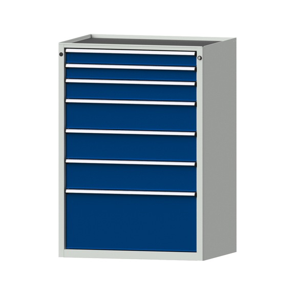 Drawer cabinet V910 model 4009 Storage tray RAL 7035/5010 Height 1280 mm, 200 kg - Cupboard with drawers (storage equipment, workshop)